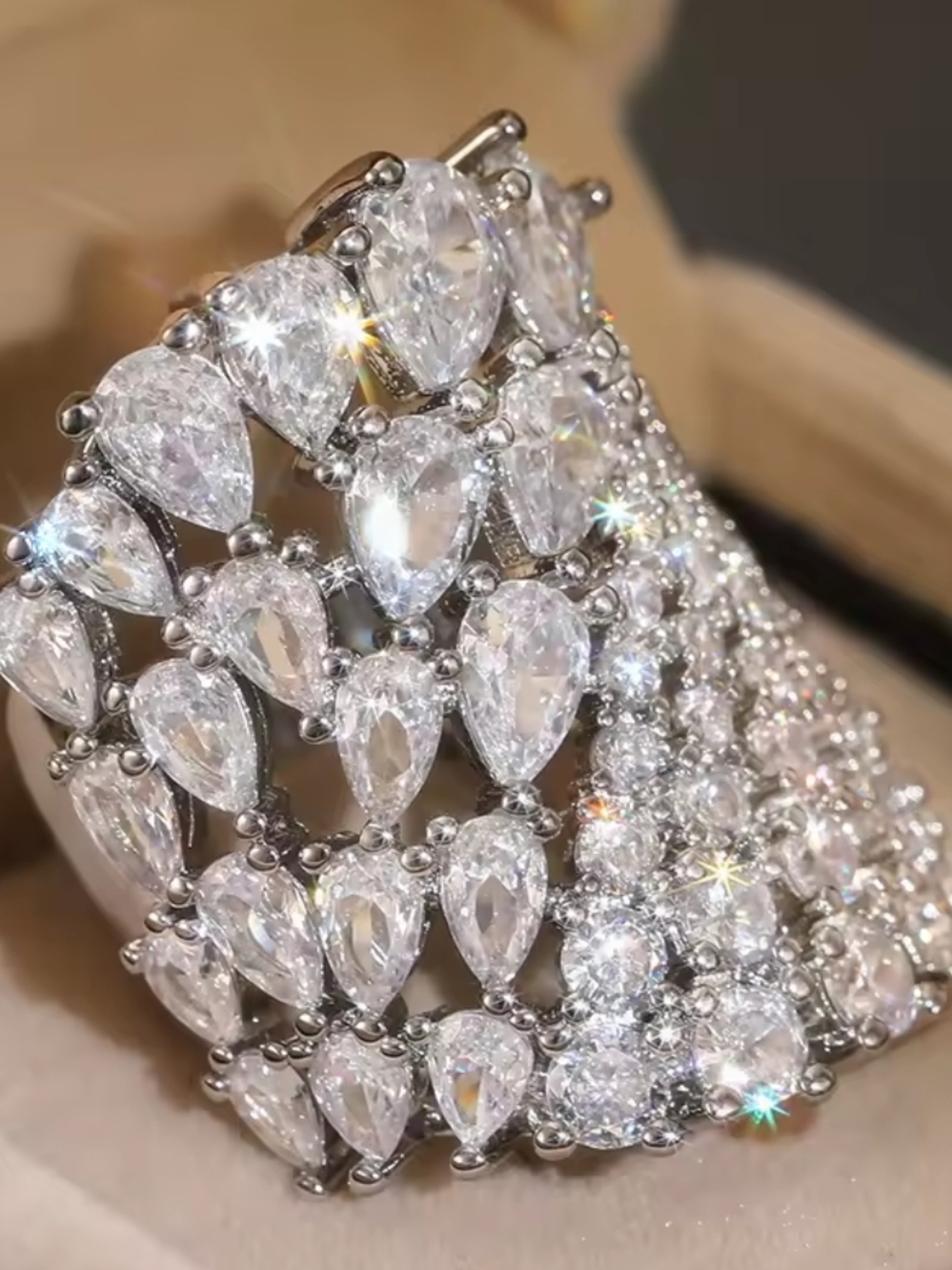 White Rhodium Lab Diamond Ring - Picture 2 of 3